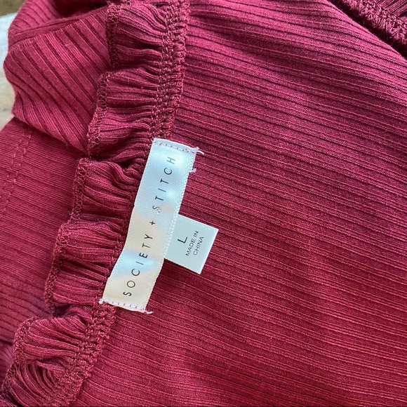 Society & Stitch Red Button Down Ribbed Knit Dress - Picture 12 of 13